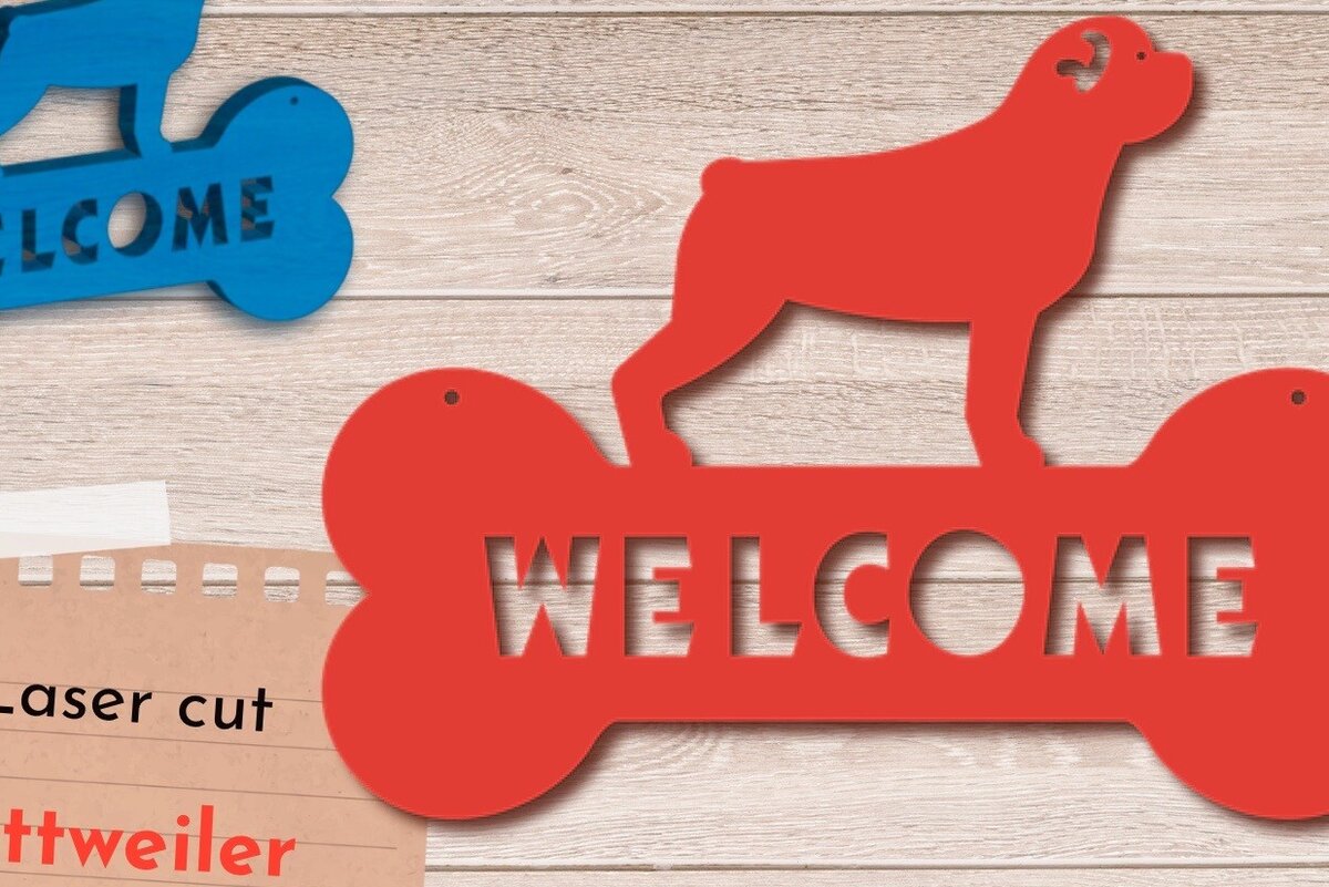 Intra απο ξύλο plywood 3mm-4mm πάχος – Σήμα καλωσορίσματος Rottweiler Dog, Dog Lover Δίασταση  20x20 cm INTRAFABR-81326644