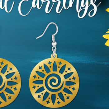 Intra απο ξύλο plywood 3mm-4mm πάχος – Στρογγυλό αφηρημένο floral σκουλαρίκι Δίασταση  5x5 cm INTRAFABR-104249224 - Image 1