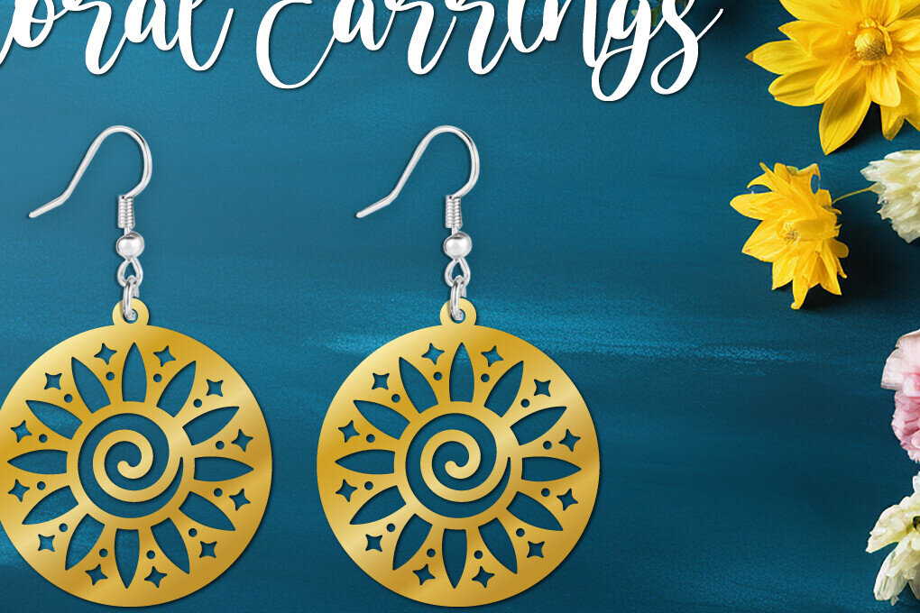 Intra απο ξύλο plywood 3mm-4mm πάχος – Στρογγυλό αφηρημένο floral σκουλαρίκι Δίασταση  5x5 cm INTRAFABR-104249224