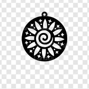 Intra απο ξύλο plywood 3mm-4mm πάχος – Στρογγυλό αφηρημένο floral σκουλαρίκι Δίασταση  5x5 cm INTRAFABR-104249224 - Image 2