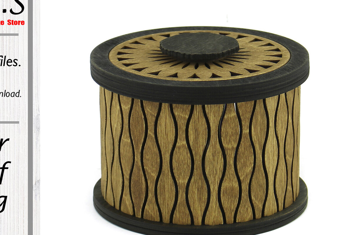 Intra απο ξύλο plywood 3mm-4mm πάχος – Στρογγυλό κουτί. Αρχείο κουτιού αποκοπής λέιζερ. Δίασταση  20x20 cm INTRAFABR-119116233