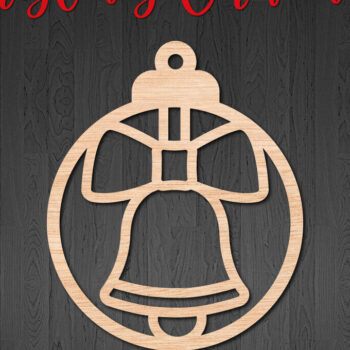 Intra απο ξύλο plywood 3mm-4mm πάχος – Στρογγυλό Χριστουγεννιάτικο Στολίδι με καμπάνα Δίασταση 20x20 cm INTRAFABR-107513624 - Image 1