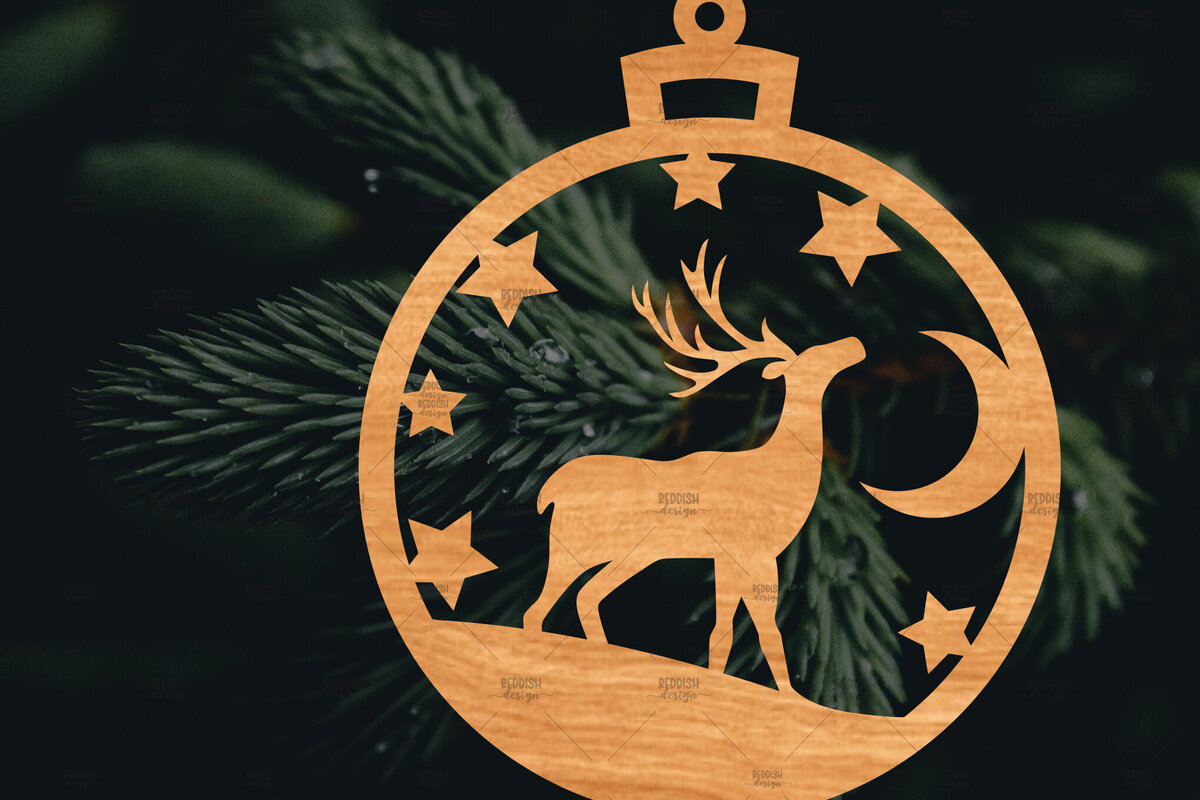 Intra απο ξύλο plywood 3mm-4mm πάχος – Στρογγυλό Χριστουγεννιάτικο Στολίδι Δίασταση  20x20 cm INTRAFABR-106942291