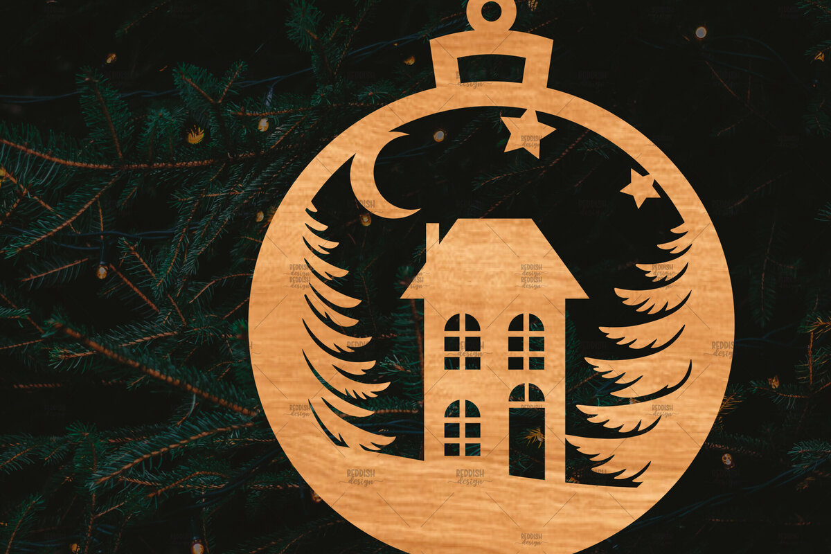 Intra απο ξύλο plywood 3mm-4mm πάχος – Στρογγυλό Χριστουγεννιάτικο Στολίδι Δίασταση  20x20 cm INTRAFABR-106942516