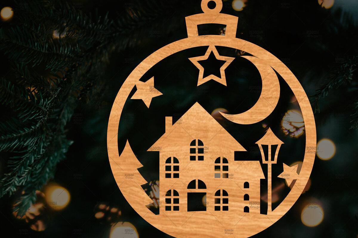 Intra απο ξύλο plywood 3mm-4mm πάχος – Στρογγυλό Χριστουγεννιάτικο Στολίδι Δίασταση  20x20 cm INTRAFABR-106942676