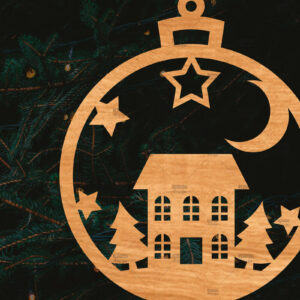 Intra απο ξύλο plywood 3mm-4mm πάχος – Στρογγυλό Χριστουγεννιάτικο Στολίδι Δίασταση  20x20 cm INTRAFABR-106942754