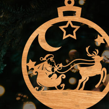 Intra απο ξύλο plywood 3mm-4mm πάχος – Στρογγυλό Χριστουγεννιάτικο Στολίδι Δίασταση  20x20 cm INTRAFABR-106942790 - Image 1