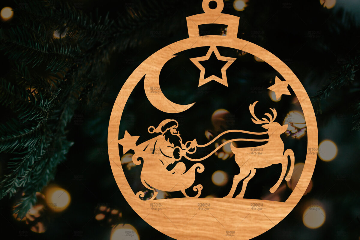 Intra απο ξύλο plywood 3mm-4mm πάχος – Στρογγυλό Χριστουγεννιάτικο Στολίδι Δίασταση  20x20 cm INTRAFABR-106942790