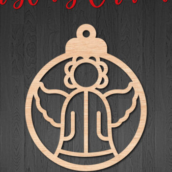 Intra απο ξύλο plywood 3mm-4mm πάχος – Στρογγυλό Χριστουγεννιάτικο Στολίδι με Άγγελο Δίασταση 20x20 cm INTRAFABR-107639771 - Image 1