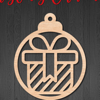 Intra απο ξύλο plywood 3mm-4mm πάχος – Στρογγυλό Χριστουγεννιάτικο Στολίδι με Δώρο Δίασταση 20x20 cm INTRAFABR-107908048 - Image 1