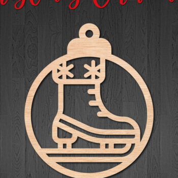 Intra απο ξύλο plywood 3mm-4mm πάχος – Στρογγυλό χριστουγεννιάτικο στολίδι με παγοπέδιλα Δίασταση  20x20 cm INTRAFABR-107513304 - Image 1