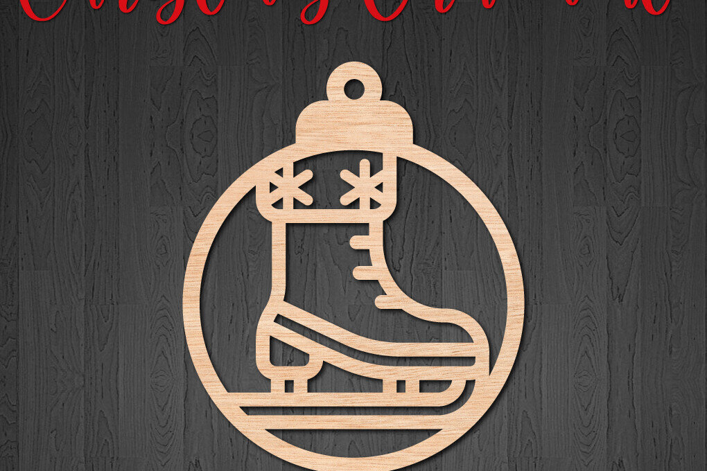 Intra απο ξύλο plywood 3mm-4mm πάχος – Στρογγυλό χριστουγεννιάτικο στολίδι με παγοπέδιλα Δίασταση  20x20 cm INTRAFABR-107513304