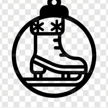 Intra απο ξύλο plywood 3mm-4mm πάχος – Στρογγυλό χριστουγεννιάτικο στολίδι με παγοπέδιλα Δίασταση  20x20 cm INTRAFABR-107513304 - Image 2