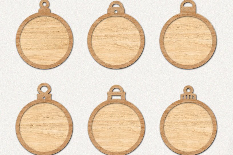 Intra απο ξύλο plywood 3mm-4mm πάχος – Στρογγυλή δέσμη Χριστουγεννιάτικων στολιδιών Δίασταση  20x20 cm INTRAFABR-41343693