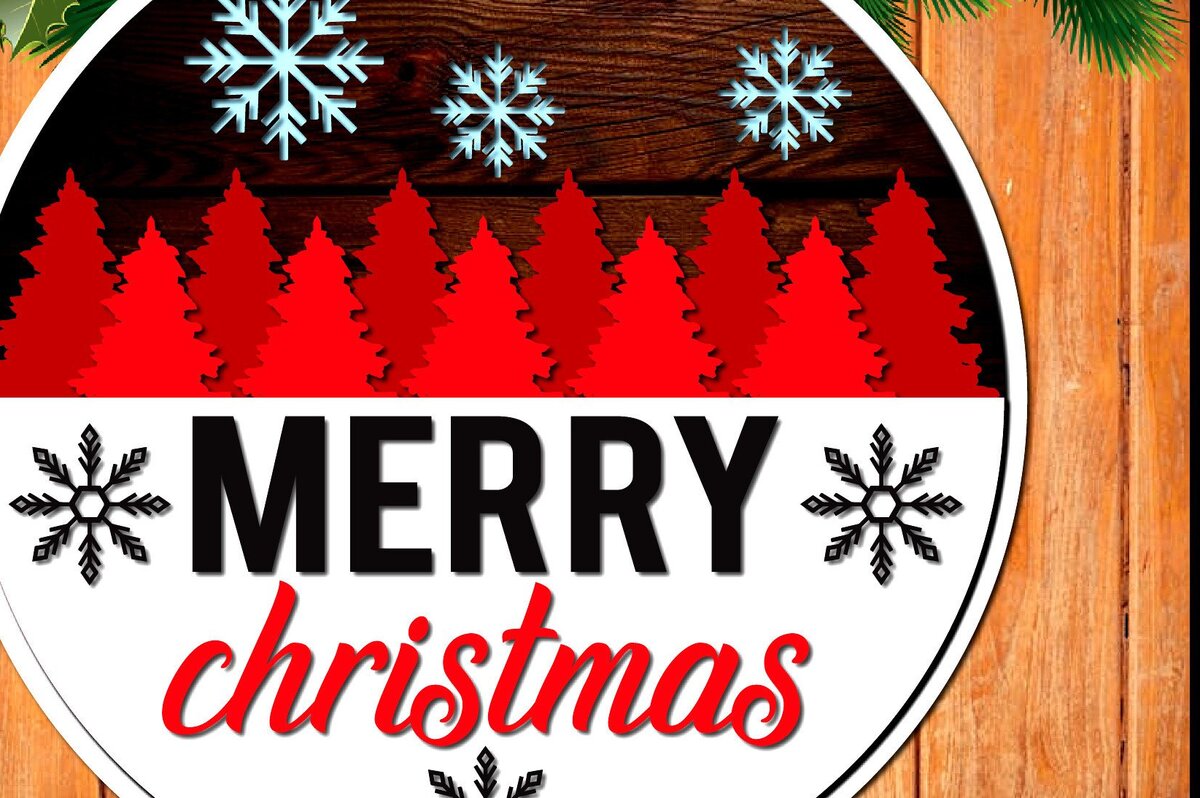 Intra απο ξύλο plywood 3mm-4mm πάχος – Round Christmas Welcome Wood Δίασταση  20x20 cm INTRAFABR-37837845