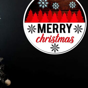 Intra απο ξύλο plywood 3mm-4mm πάχος – Round Christmas Welcome Wood Δίασταση  20x20 cm INTRAFABR-37837845 - Image 2