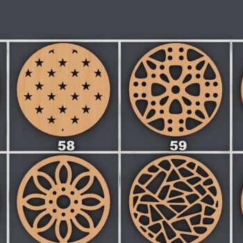 Intra απο ξύλο plywood 3mm-4mm πάχος – Στρογγυλά σουβέρ - Ξύλινο Μεταλλικό Διακόσμηση Τοίχου Δίασταση  40x30 cm INTRAFABR-40248312 - Image 2