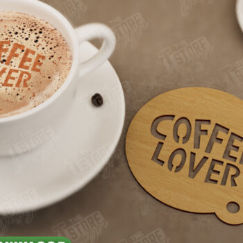 Intra απο ξύλο plywood 3mm-4mm πάχος – Στρογγυλό στένσιλ καφέ | Λάτρης του καφέ Δίασταση  20x20 cm INTRAFABR-107517704 - Image 1