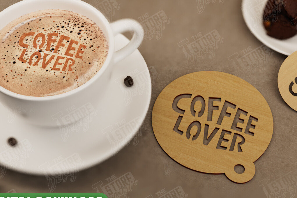 Intra απο ξύλο plywood 3mm-4mm πάχος – Στρογγυλό στένσιλ καφέ | Λάτρης του καφέ Δίασταση  20x20 cm INTRAFABR-107517704