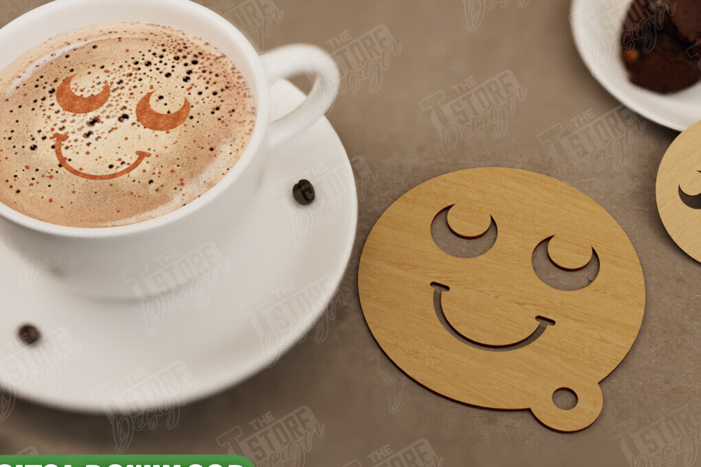 Intra απο ξύλο plywood 3mm-4mm πάχος – Στρογγυλό στένσιλ καφέ | Ευτυχισμένο πρόσωπο Δίασταση  20x20 cm INTRAFABR-107517688