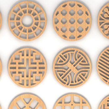 Intra απο ξύλο plywood 3mm-4mm πάχος – Σχέδια Laser Bundle Cut Round Coster Δίασταση  20x20 cm INTRAFABR-39075646 - Image 2