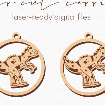 Intra απο ξύλο plywood 3mm-4mm πάχος – Στρογγυλά σκουλαρίκια δεινοσαύρων | Δίασταση 5x5 cm INTRAFABR-72146615 - Image 1