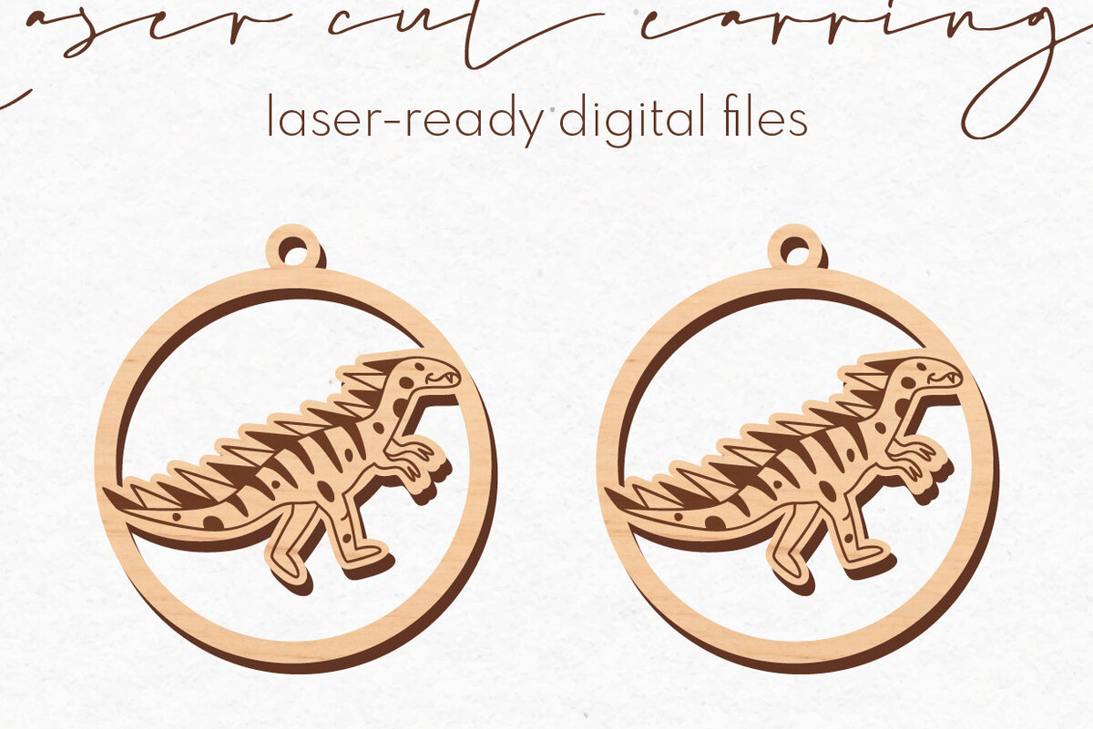 Intra απο ξύλο plywood 3mm-4mm πάχος – Στρογγυλά σκουλαρίκια δεινοσαύρων | Δίασταση  5x5 cm INTRAFABR-72459761