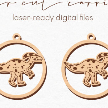 Intra απο ξύλο plywood 3mm-4mm πάχος – Στρογγυλά σκουλαρίκια δεινοσαύρων | Δίασταση  5x5 cm INTRAFABR-72642726 - Image 1