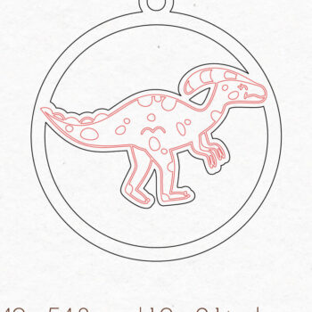 Intra απο ξύλο plywood 3mm-4mm πάχος – Στρογγυλά σκουλαρίκια δεινοσαύρων | Δίασταση  5x5 cm INTRAFABR-72642726 - Image 2