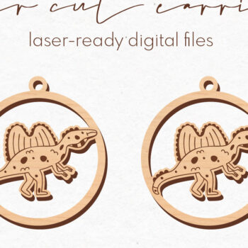 Intra απο ξύλο plywood 3mm-4mm πάχος – Στρογγυλά σκουλαρίκια δεινοσαύρων | Δίασταση  5x5 cm INTRAFABR-72731263 - Image 1