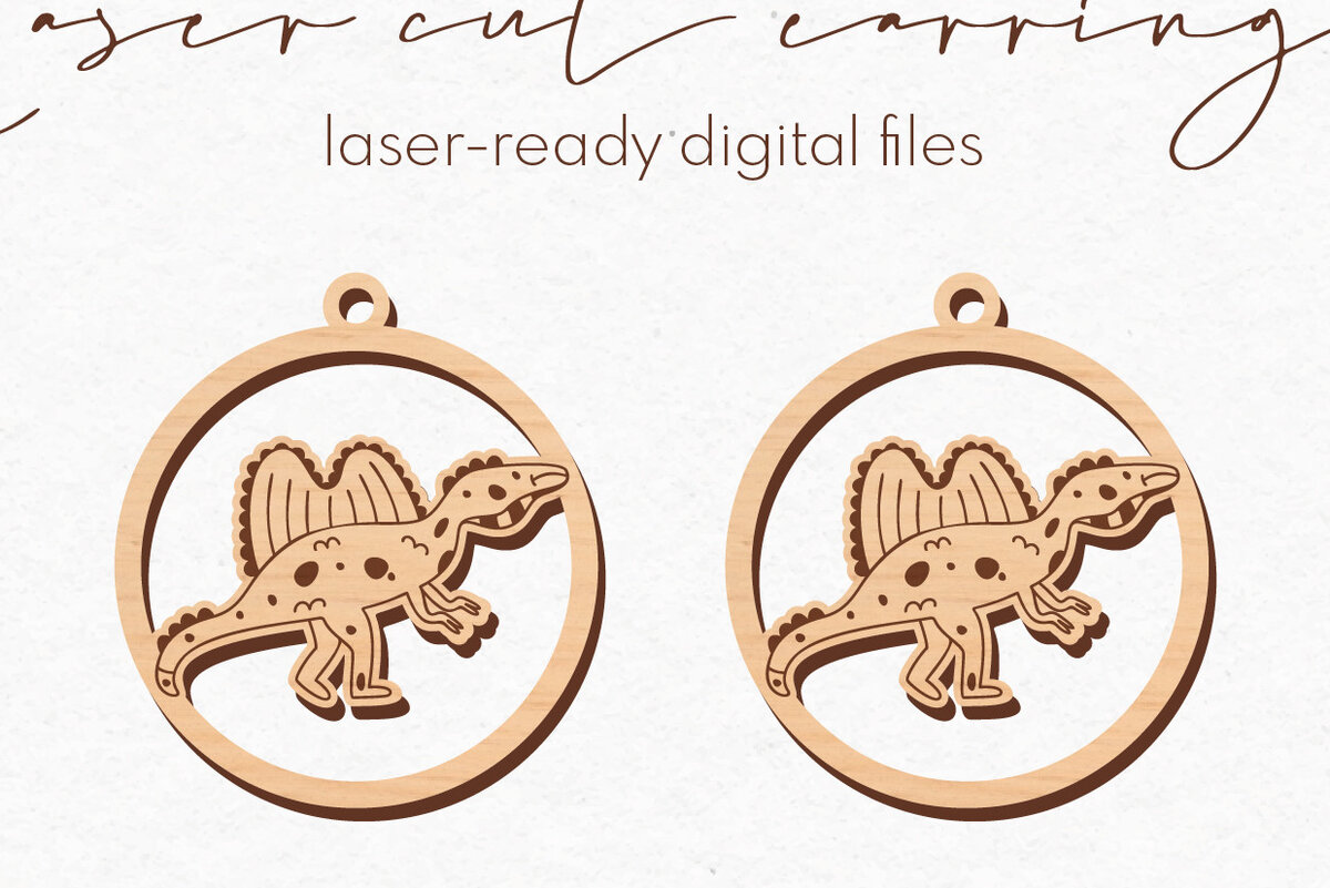 Intra απο ξύλο plywood 3mm-4mm πάχος – Στρογγυλά σκουλαρίκια δεινοσαύρων | Δίασταση  5x5 cm INTRAFABR-72731263