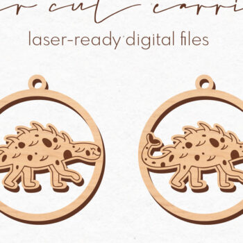 Intra απο ξύλο plywood 3mm-4mm πάχος – Στρογγυλά σκουλαρίκια δεινοσαύρων | Δίασταση  5x5 cm INTRAFABR-72827051 - Image 1