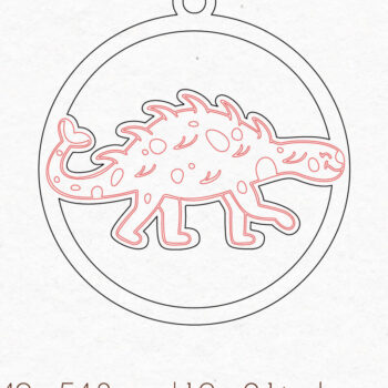 Intra απο ξύλο plywood 3mm-4mm πάχος – Στρογγυλά σκουλαρίκια δεινοσαύρων | Δίασταση  5x5 cm INTRAFABR-72827051 - Image 2