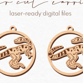 Intra απο ξύλο plywood 3mm-4mm πάχος – Στρογγυλά σκουλαρίκια δεινοσαύρων | Δίασταση  5x5 cm INTRAFABR-73066616 - Image 1