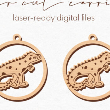 Intra απο ξύλο plywood 3mm-4mm πάχος – Στρογγυλά σκουλαρίκια δεινοσαύρων | Δίασταση  5x5 cm INTRAFABR-71987779 - Image 1