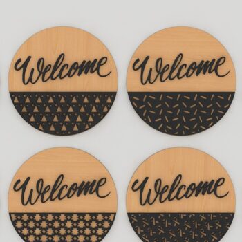 Intra απο ξύλο plywood 3mm-4mm πάχος – Στρογγυλή κρεμάστρα πόρτας Μοτίβο επιγραφών καλωσορίσματος Δίασταση 20x20 cm INTRAFABR-41729453 - Image 6