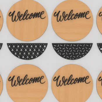 Intra απο ξύλο plywood 3mm-4mm πάχος – Στρογγυλή κρεμάστρα πόρτας Μοτίβο επιγραφών καλωσορίσματος Δίασταση 20x20 cm INTRAFABR-41729453 - Image 7