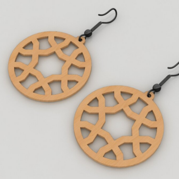 Intra απο ξύλο plywood 3mm-4mm πάχος – Σετ Στρογγυλό Σκουλαρίκι, Σκουλαρίκι λέιζερ099 Δίασταση  5x5 cm INTRAFABR-117913261 - Image 1