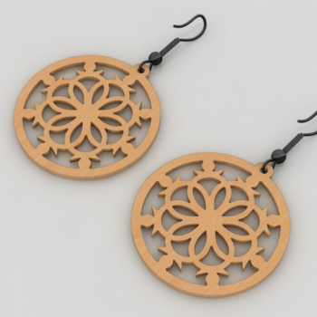 Intra απο ξύλο plywood 3mm-4mm πάχος – Σετ Στρογγυλό Σκουλαρίκι, Σκουλαρίκι λέιζερ099 Δίασταση  5x5 cm INTRAFABR-117913261 - Image 2
