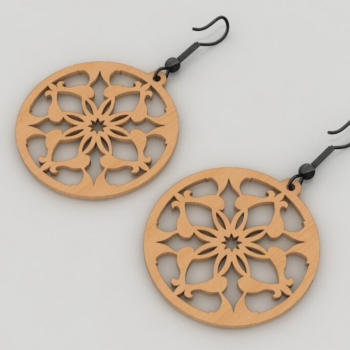 Intra απο ξύλο plywood 3mm-4mm πάχος – Σετ Στρογγυλό Σκουλαρίκι, Σκουλαρίκι λέιζερ099 Δίασταση  5x5 cm INTRAFABR-117913261 - Image 5