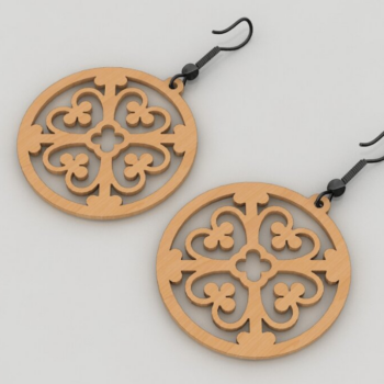 Intra απο ξύλο plywood 3mm-4mm πάχος – Σετ Στρογγυλό Σκουλαρίκι, Σκουλαρίκι λέιζερ099 Δίασταση  5x5 cm INTRAFABR-117913261 - Image 6