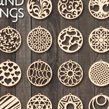 Intra απο ξύλο plywood 3mm-4mm πάχος – Στρογγυλά σκουλαρίκια Bundle, Δίασταση  5x5 cm INTRAFABR-34874758 - Image 1