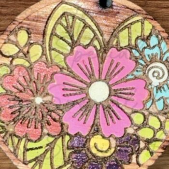 Intra απο ξύλο plywood 3mm-4mm πάχος – Στρογγυλά φλοράλ σκουλαρίκια Δίασταση  5x5 cm INTRAFABR-94863756 - Image 2