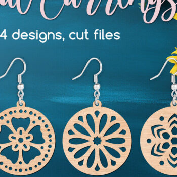 Intra απο ξύλο plywood 3mm-4mm πάχος – Στρογγυλά φλοράλ σκουλαρίκια Δίασταση  5x5 cm INTRAFABR-104322996 - Image 1