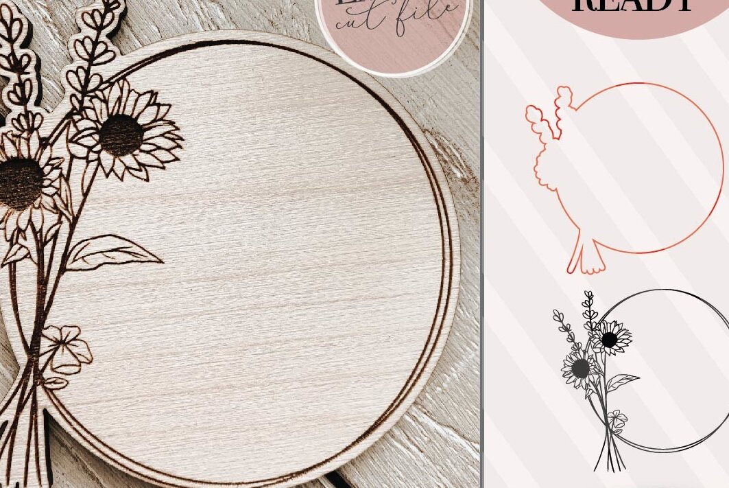 Intra απο ξύλο plywood 3mm-4mm πάχος – Στρογγυλό Floral σημάδι Δίασταση  20x20 cm INTRAFABR-70928324