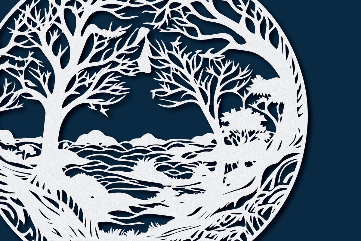 Intra απο ξύλο plywood 3mm-4mm πάχος – Round Forest Papercut Decor Δίασταση  20x20 cm INTRAFABR-89846453