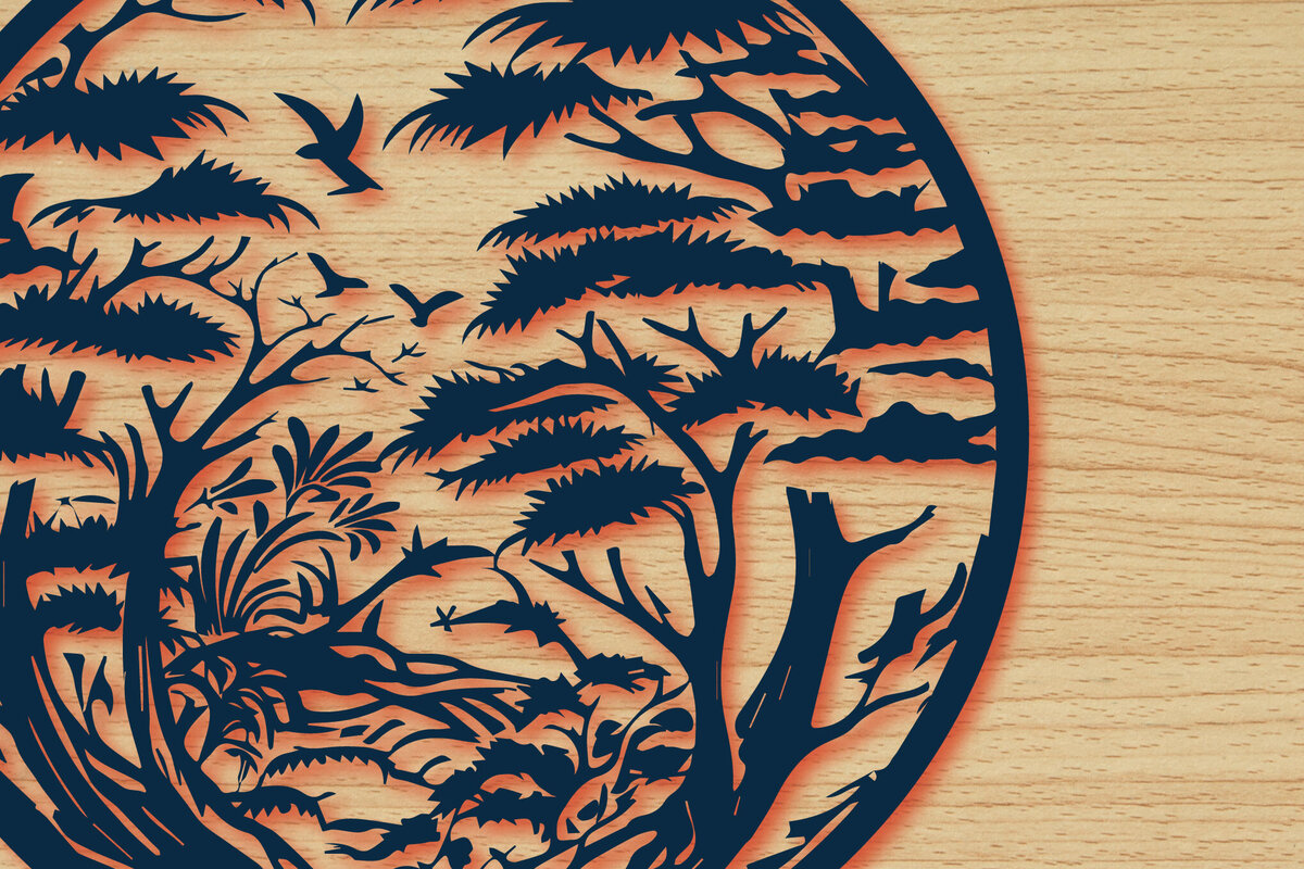 Intra απο ξύλο plywood 3mm-4mm πάχος – Round Forest Papercut Decor Δίασταση  20x20 cm INTRAFABR-89846857