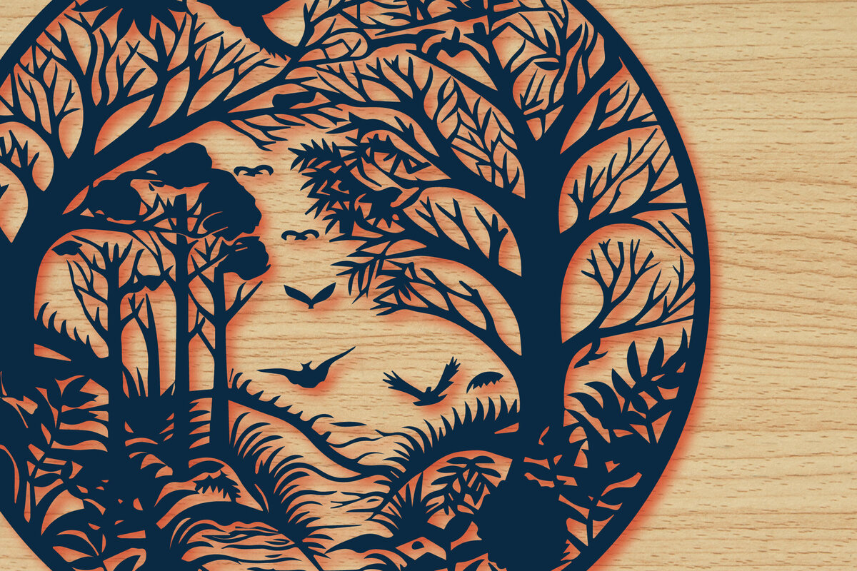 Intra απο ξύλο plywood 3mm-4mm πάχος – Round Forest Papercut Decor Δίασταση  20x20 cm INTRAFABR-89847291