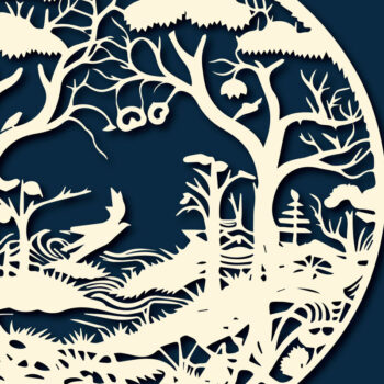 Intra απο ξύλο plywood 3mm-4mm πάχος – Στρογγυλή δέσμη Forest Papercut Decor Δίασταση  20x20 cm INTRAFABR-89847506 - Image 2