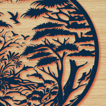 Intra απο ξύλο plywood 3mm-4mm πάχος – Στρογγυλή δέσμη Forest Papercut Decor Δίασταση  20x20 cm INTRAFABR-89847506 - Image 4